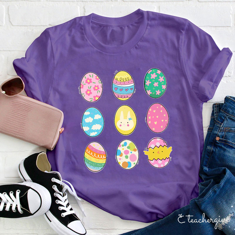 Rich Pattern Eggs Teacher T-Shirt