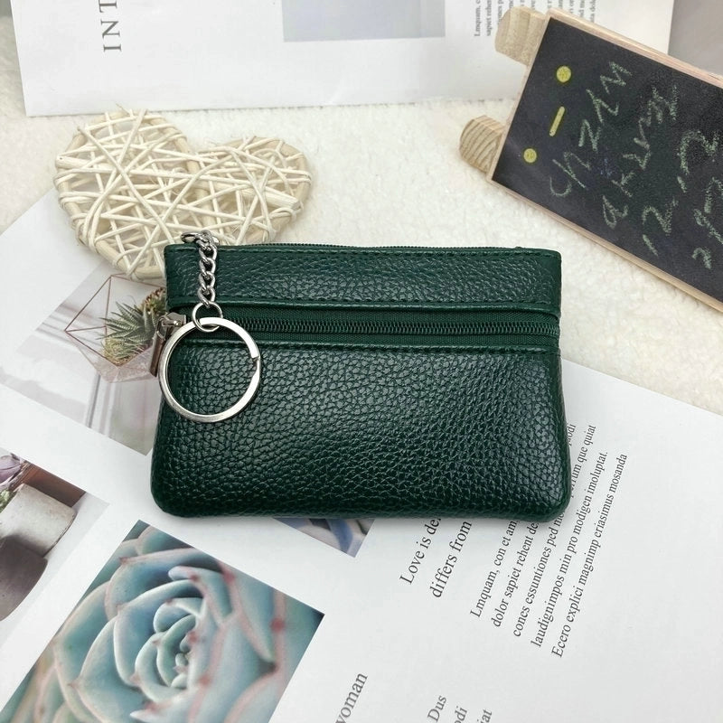 Women's Solid Color Pu Leather Zipper Coin Purses