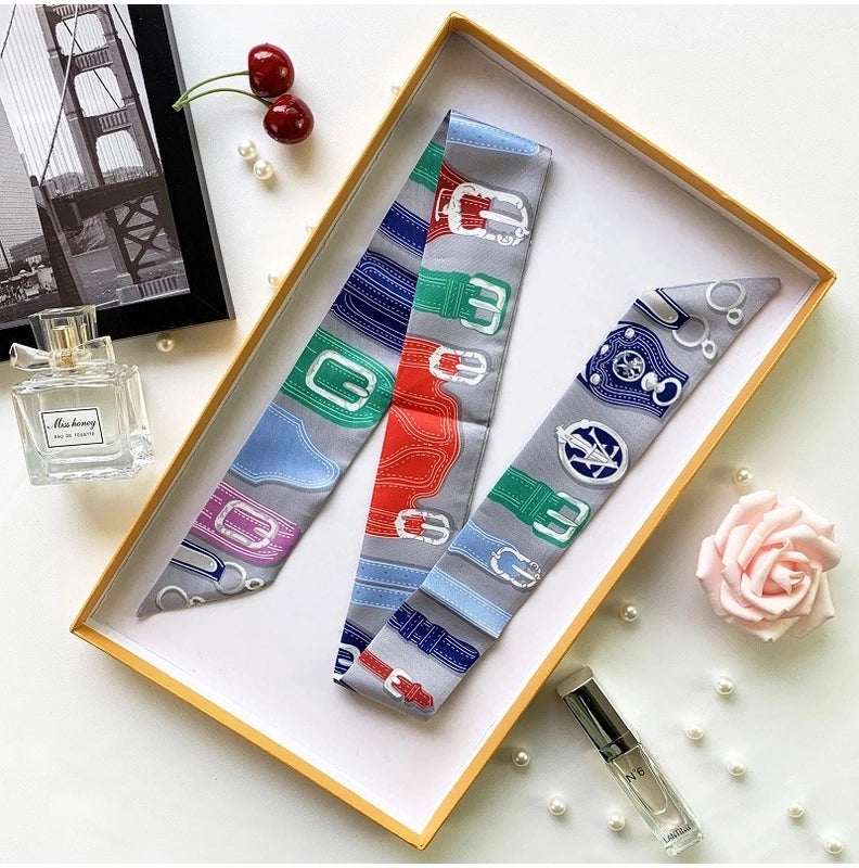 Women's Minimalist Flower Satin Printing Silk Scarf