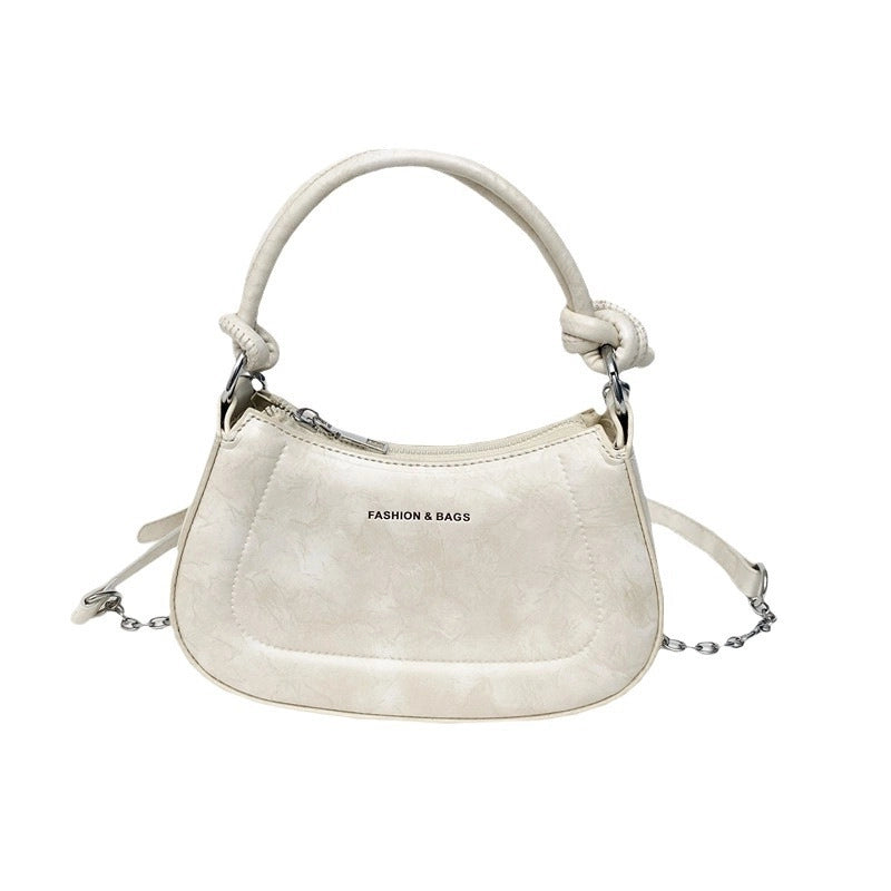 Women's Small Pu Leather Solid Color Basic Pillow Shape Zipper Handbag
