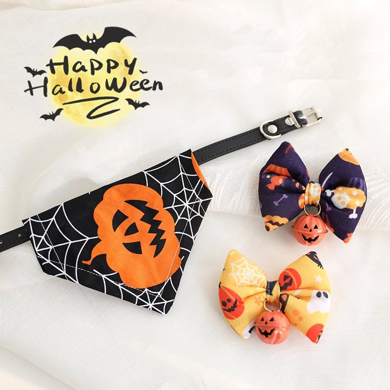 Minimalist Classic Style Cotton Halloween Color Block Pet Collar