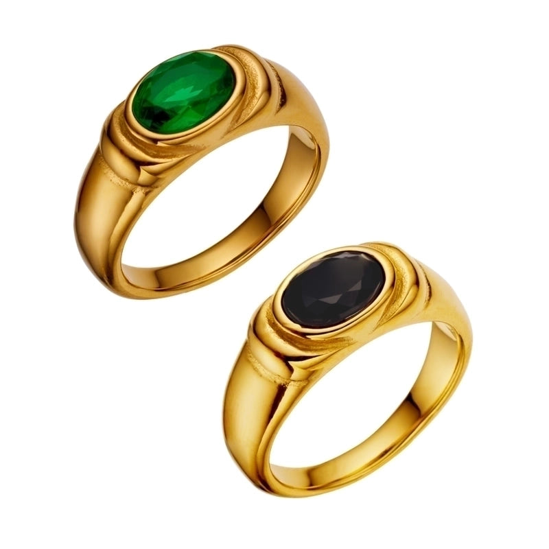 Vintage Style Baroque Style Minimalist Oval Twist Stainless Steel Titanium Steel Inlay Zircon Rings