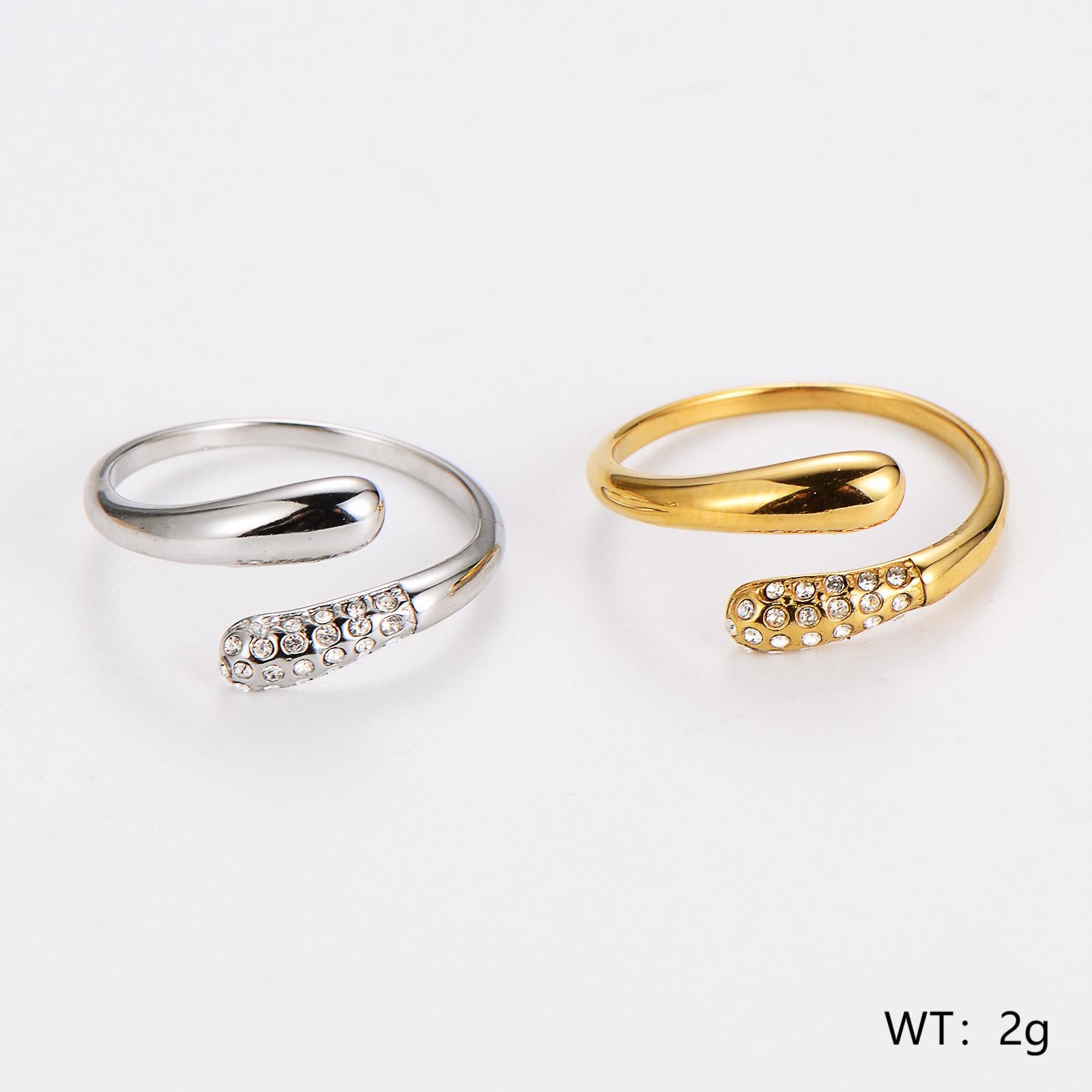 Aml Stainless Steel Ins Style Diamond Hug Ring Trendy Couple Ring