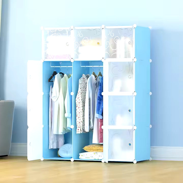 Wardrobe And Storage Set . 12 Cube Plastic Clothes Wardrobe