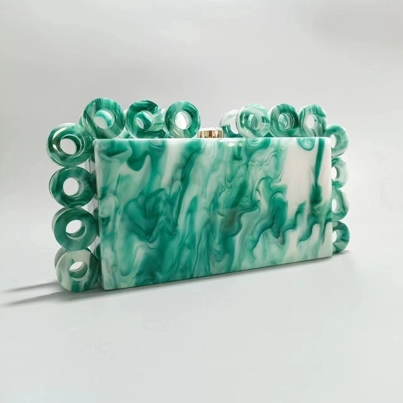 Blue Purple Rose Gold Arylic Solid Color Evening Bags