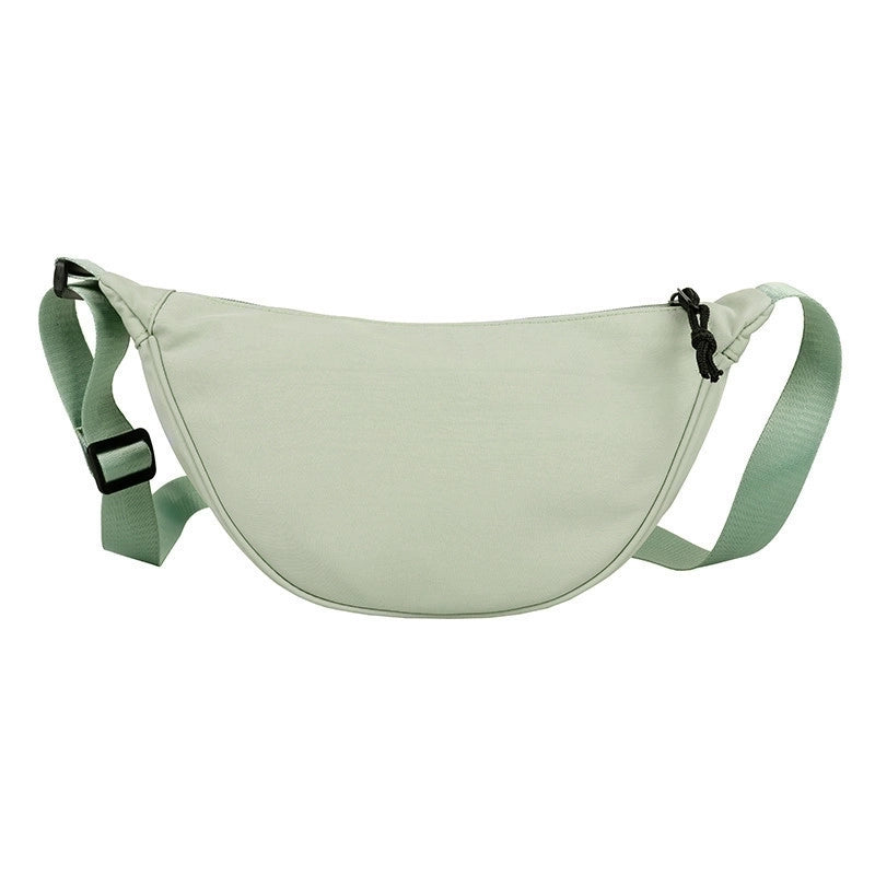 Women's Small Nylon Solid Color Basic Dumpling Shape Zipper Cloud Shape Bag
