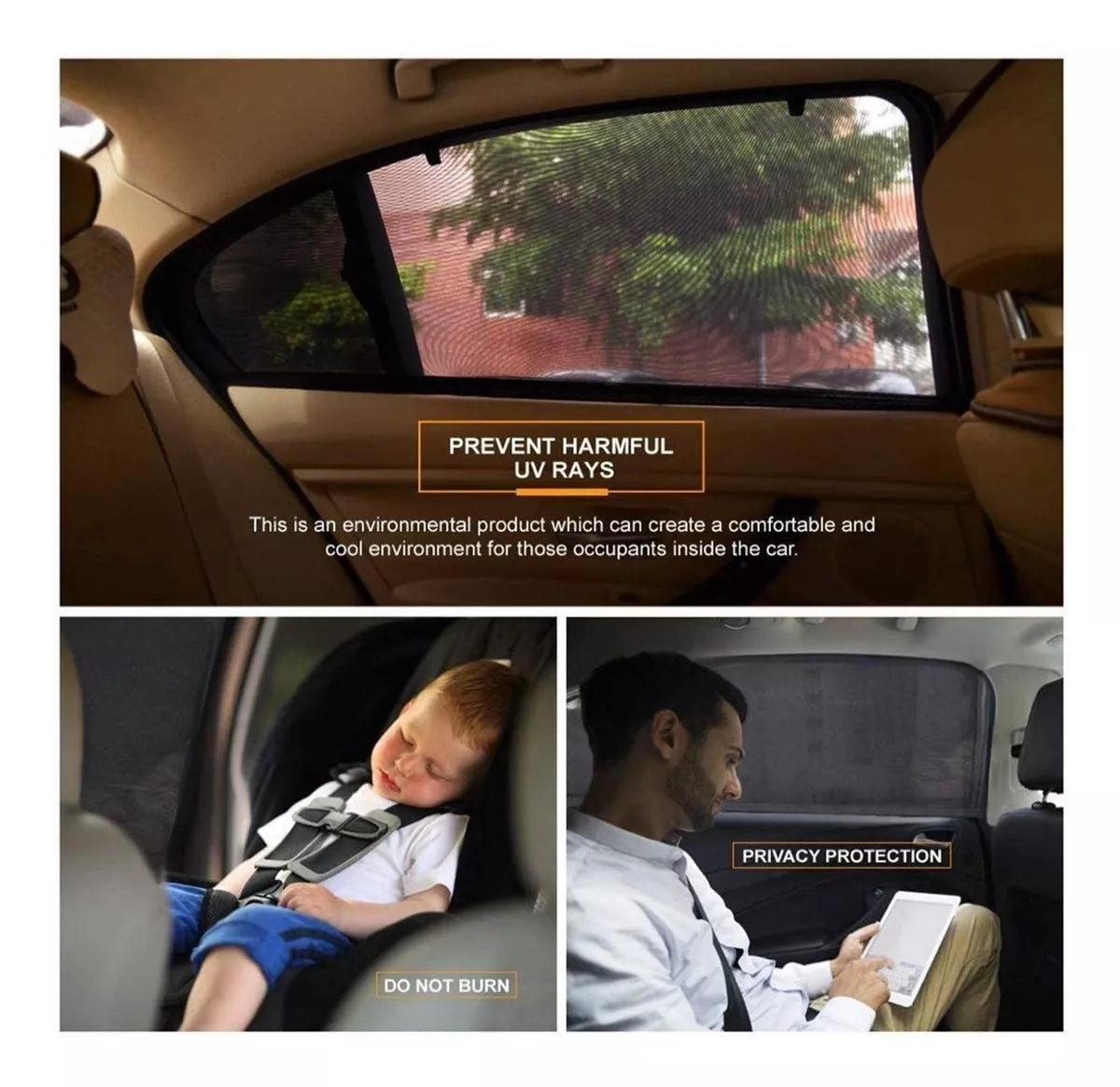 WindowShield UV Protection Car Side Window Curtain (Pack of 4)