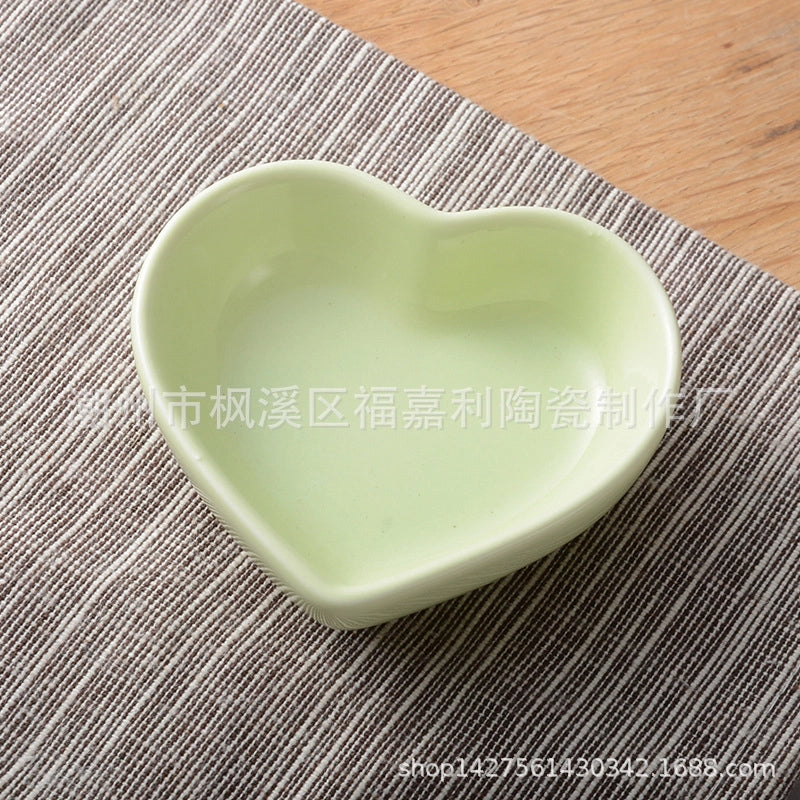 Heart-Shaped Ceramic Small Dipping Dish Household Seasoning Dish For Hotel Restaurant Dessert Snack Dish Dish