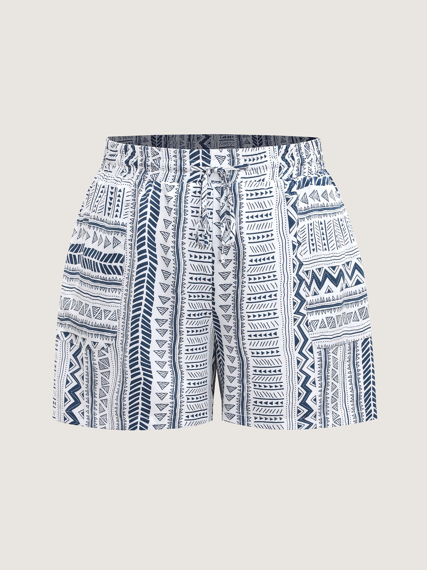 Boho Stripe Drawstring Straight-Leg Shorts