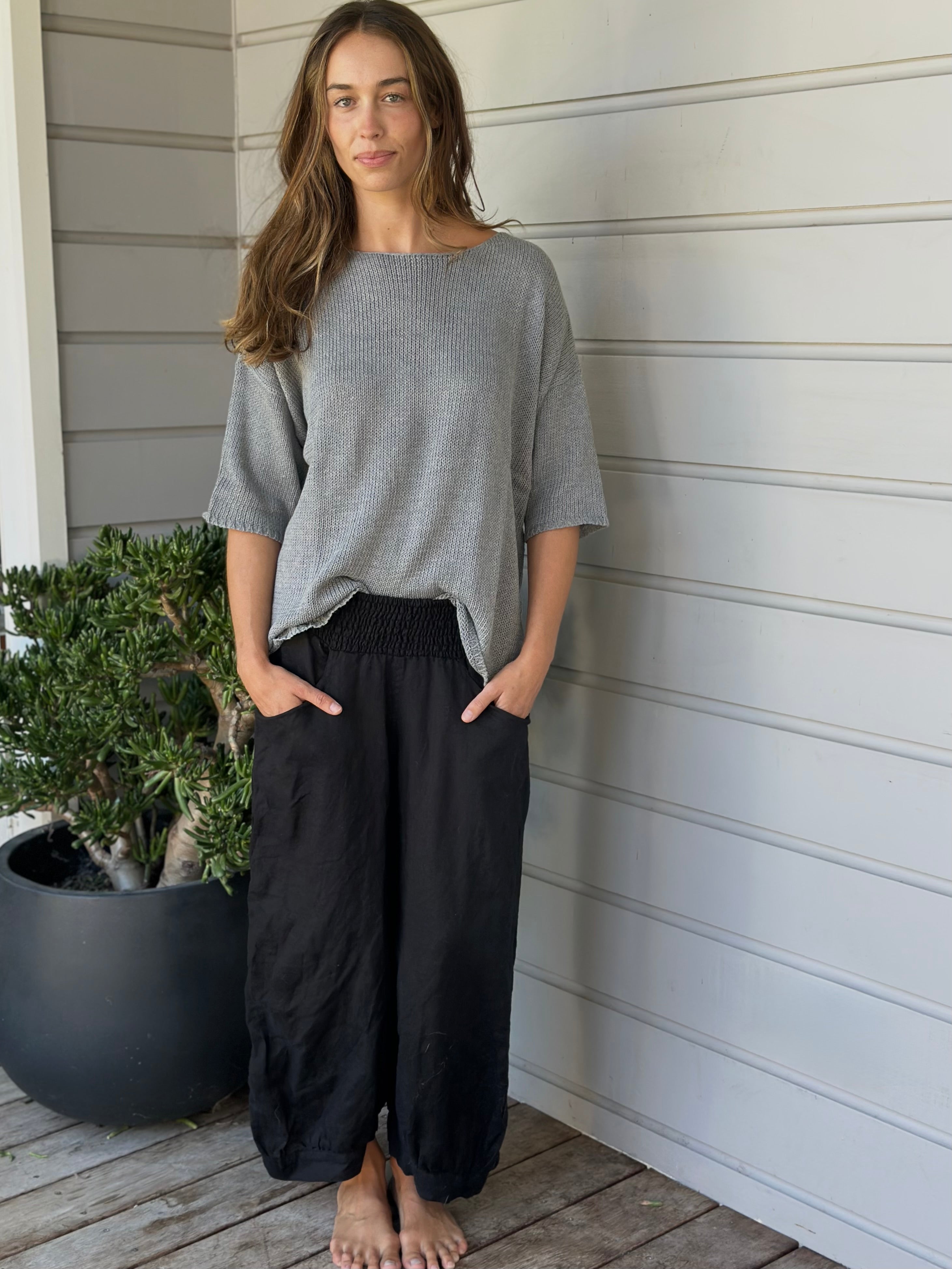 jackie pant - black linen