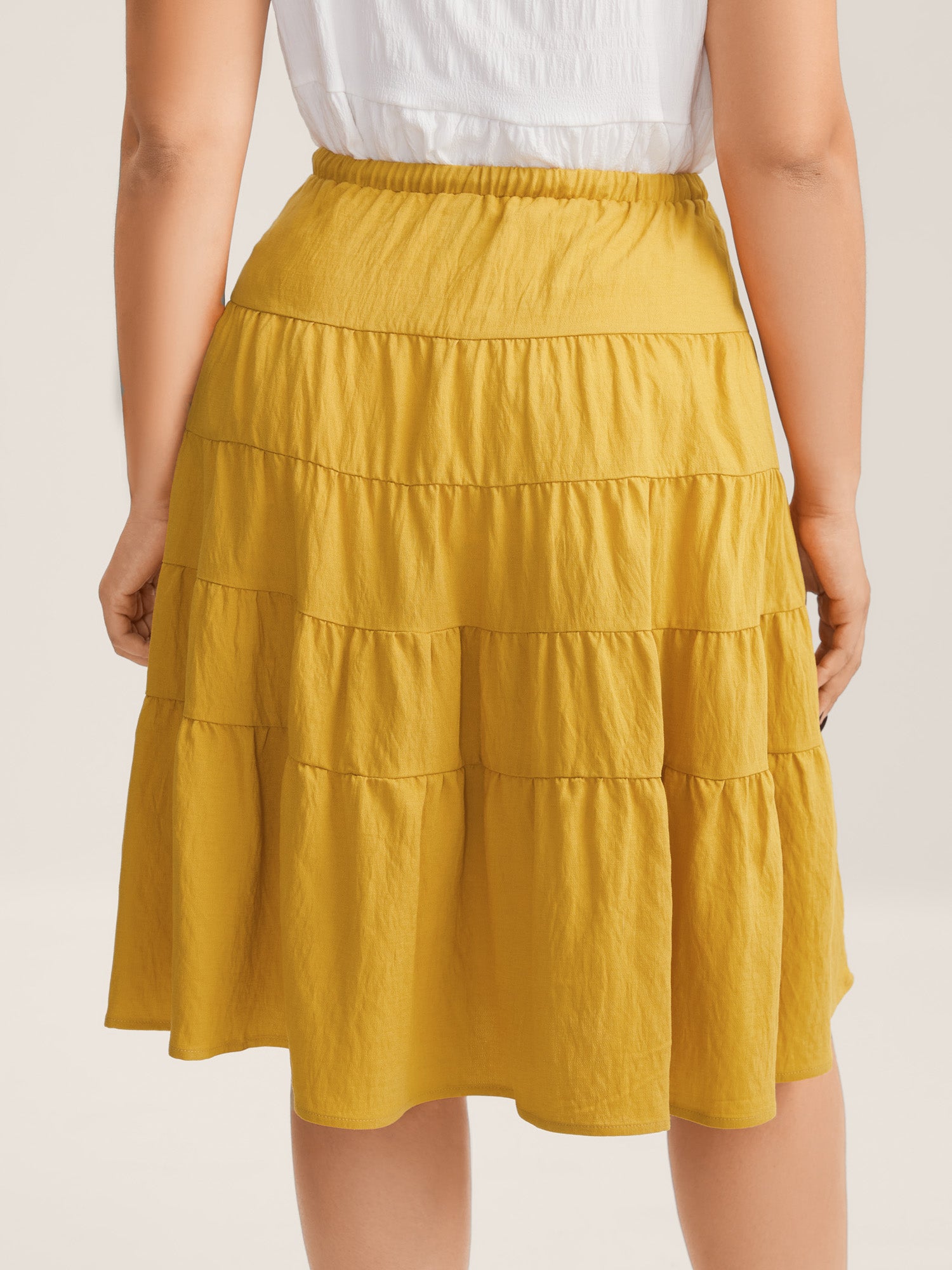 Tassel Tie Tiered Midi Skirt