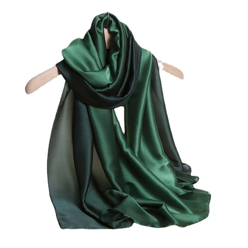 23 New Gradient Color Scarf Transitional Color New Silk Satin Scarf Scarf Elegant Long Women's Shawl Solid Color