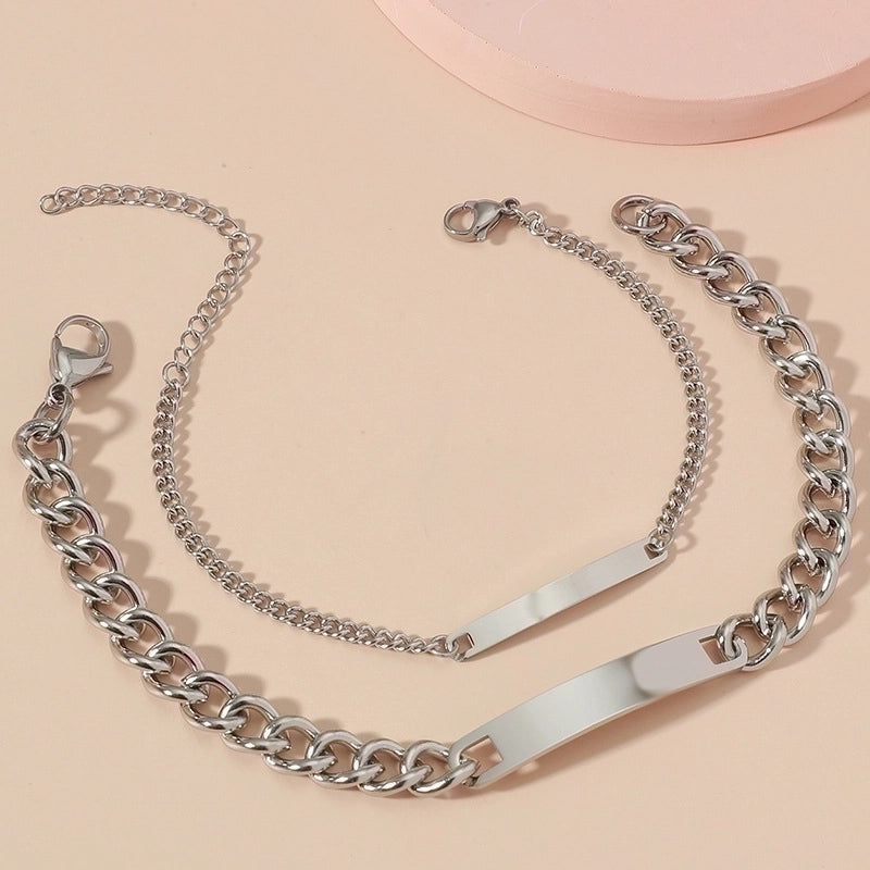Minimalist Geometric Titanium Steel No Inlaid Bracelets In Bulk