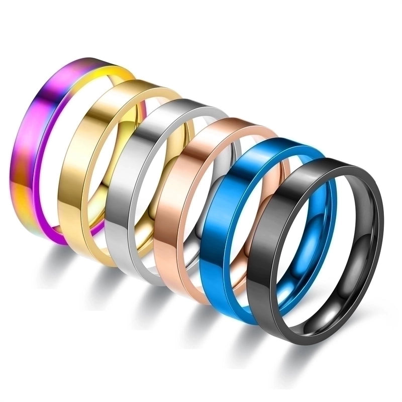 Exhibition Couple Ornament Japanese And Korean Simple 4mm Flat Stainless Steel Glossy Ring Titanium Steel Couple Ring Hand Jewelry Ornament