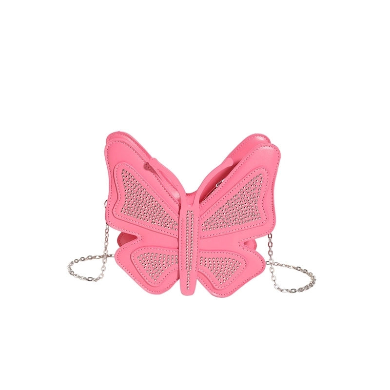 Women's Small Pu Leather Solid Color Streetwear Butterfly Zipper Shoulder Bag
