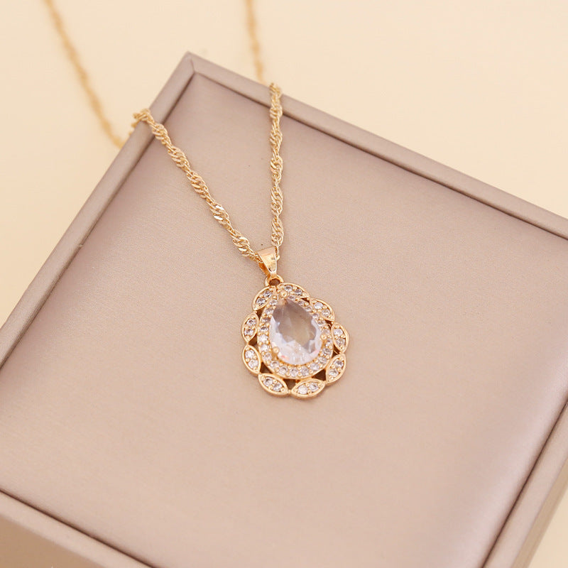 Women Chain  Droplet Glass Necklaces