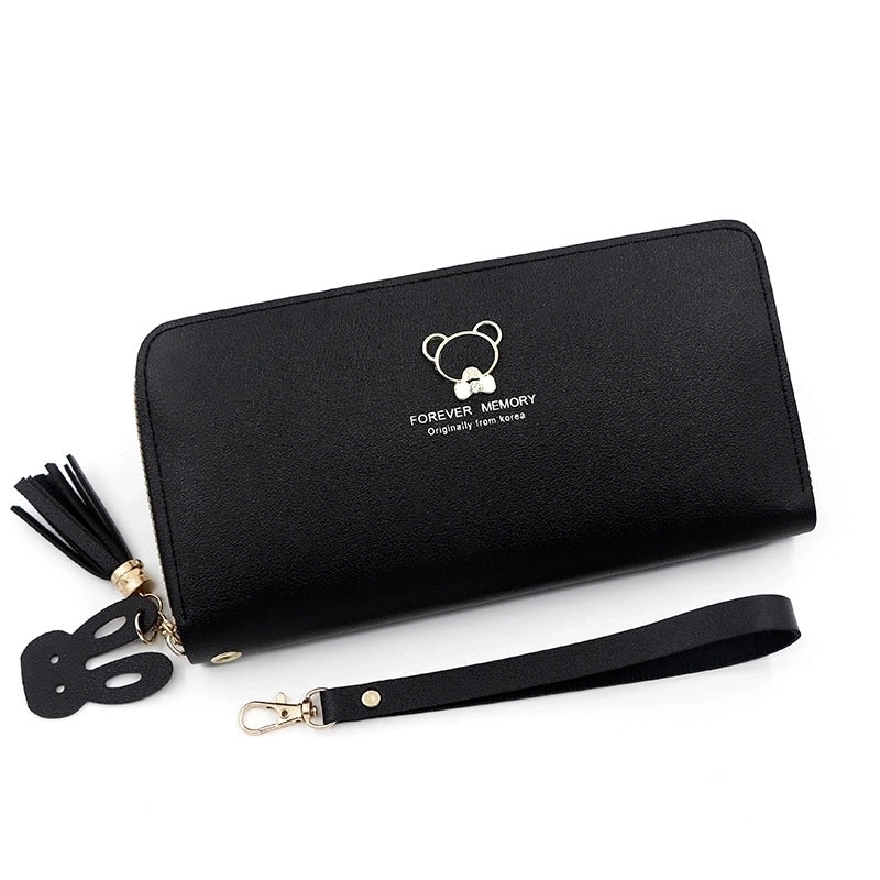 Women's Cartoon Pu Leather Tassel Zipper Wallets