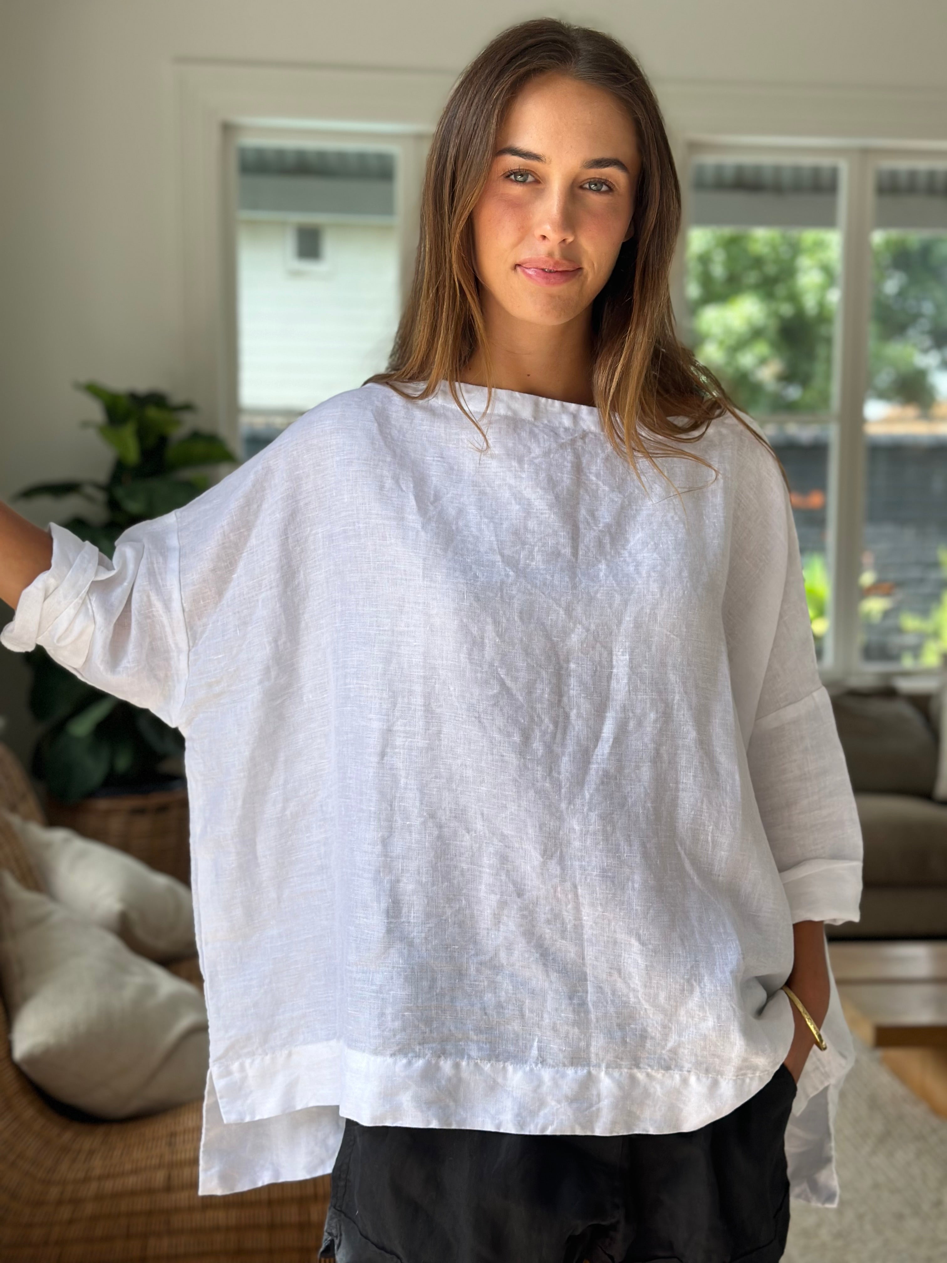 avril top - white linen