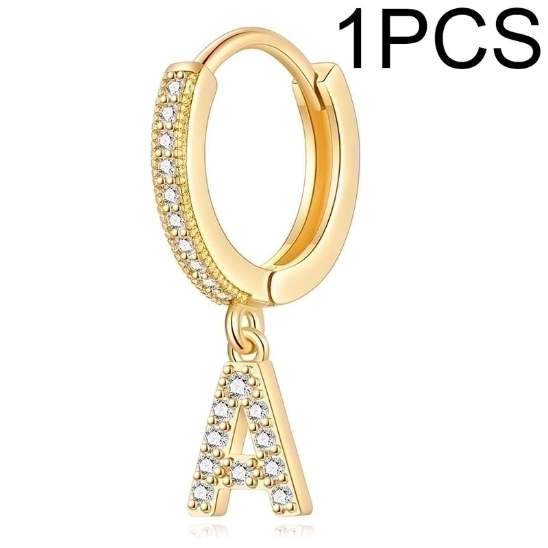 1 Piece Lady Letter Inlay Stainless Steel Zircon Earrings
