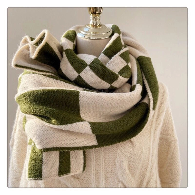 Plaid Cashmere Scarf Women's Winter New High-end Shawl Student Warm Neck Fashion