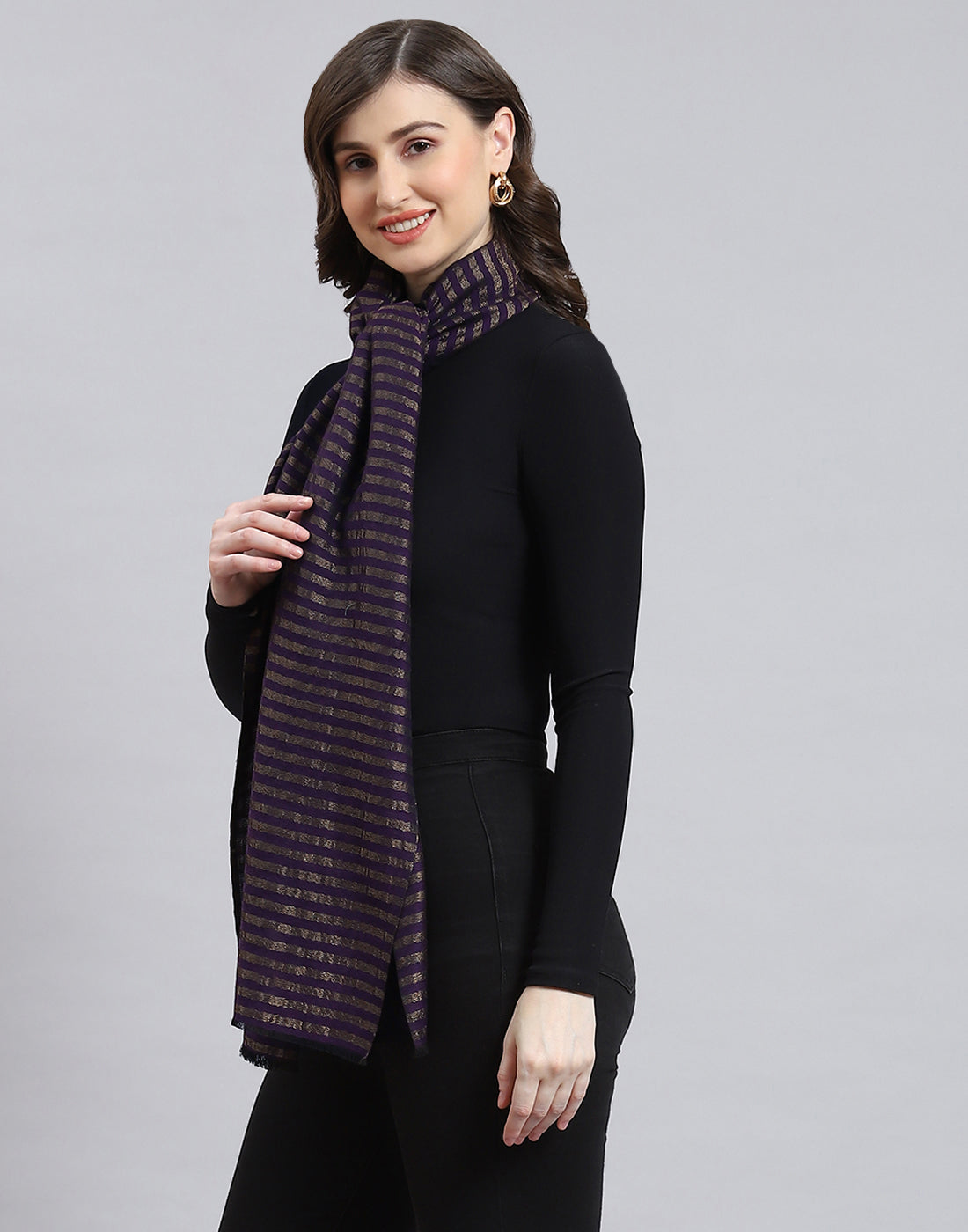 Women Purple Stripe Stole