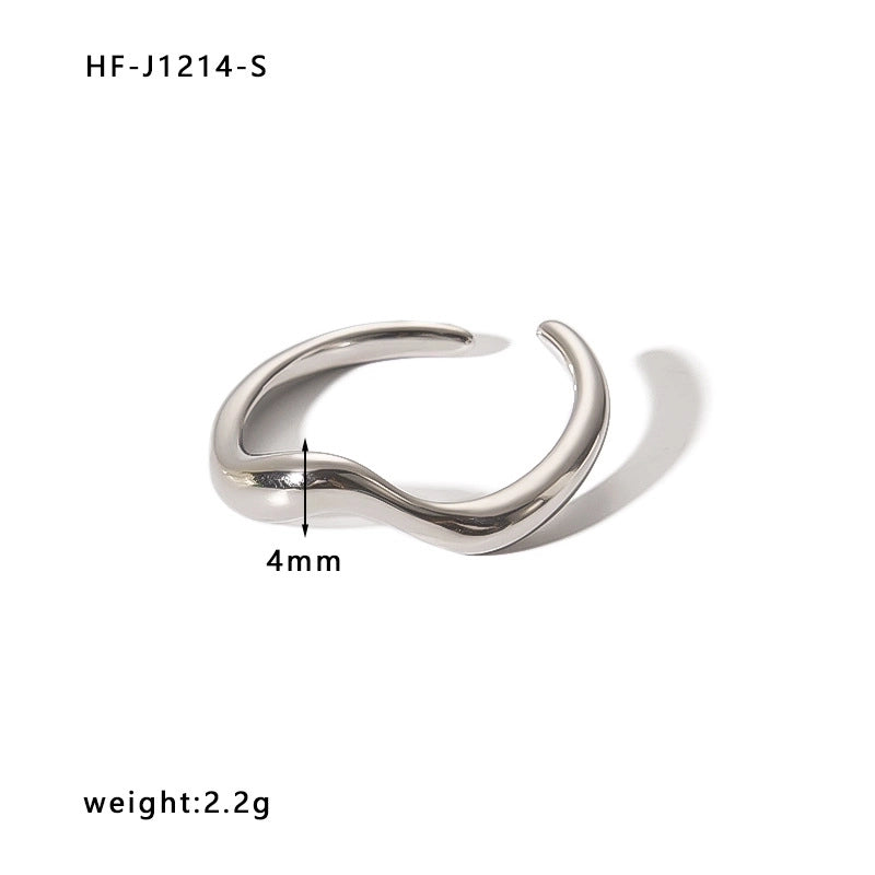 Stainless Steel 18K Gold Plated Minimalist Plating Heart Shape Crown Bow Knot Rings