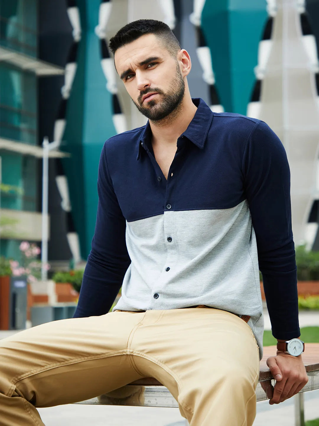Contrast Panel Shirt