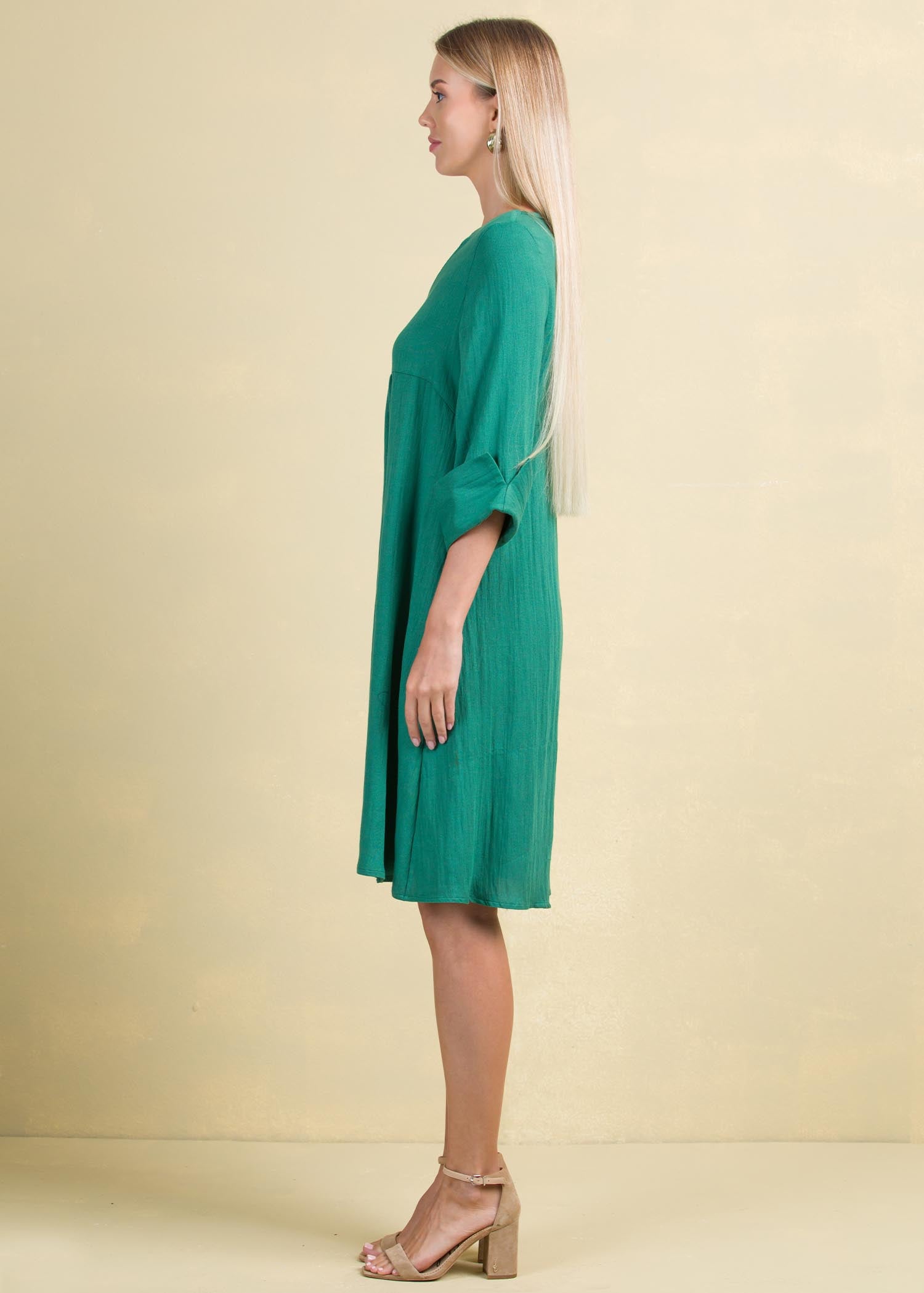 V neck dress with big cuff