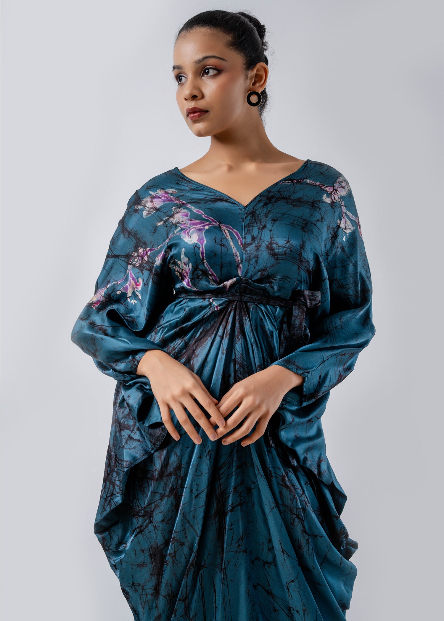 Batik Floral Draped Kaftan