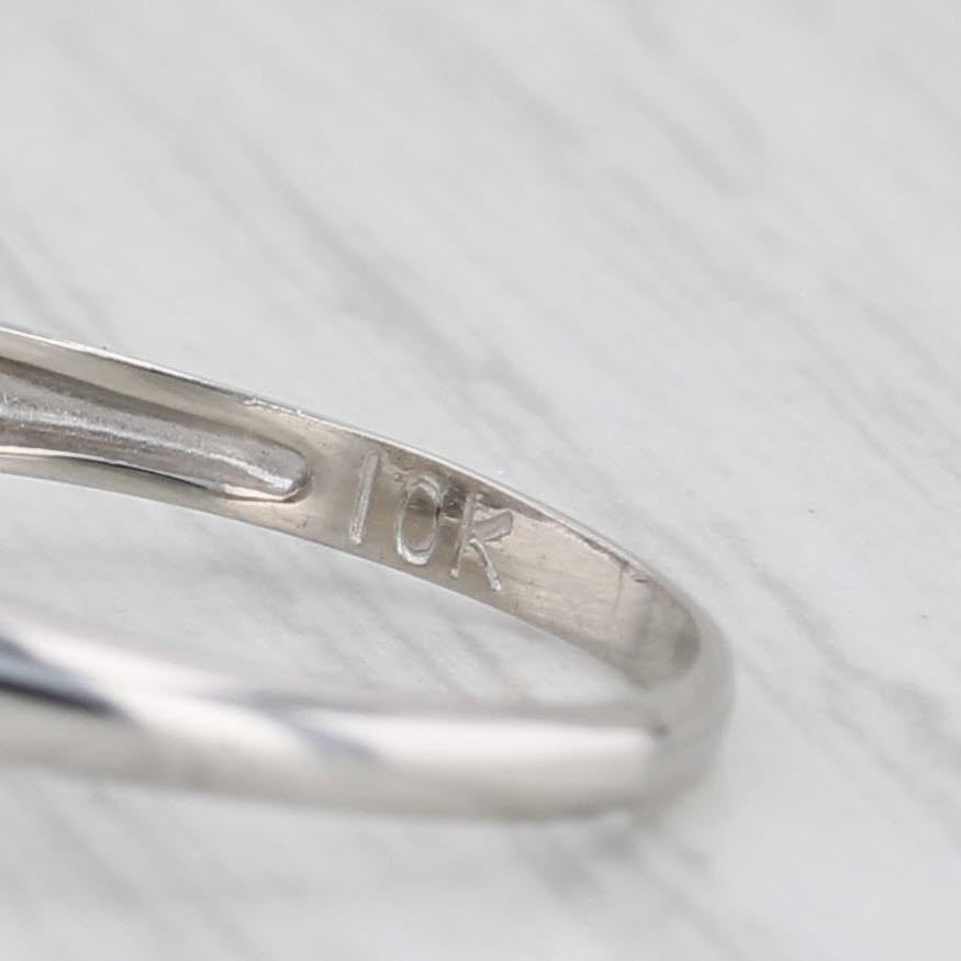 Vintage Diamond Princess Ring 10k White Gold Size 6