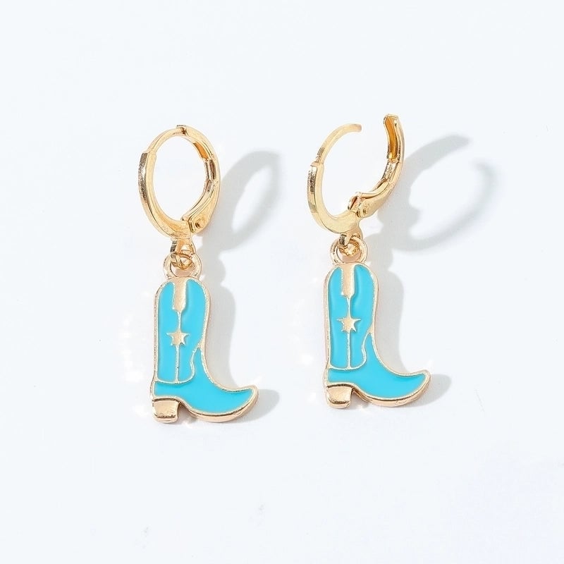 6 Pieces Fashion Style Earrings Western Cowboy Girl Oil Drop Boots Earrings High Heels   Earring