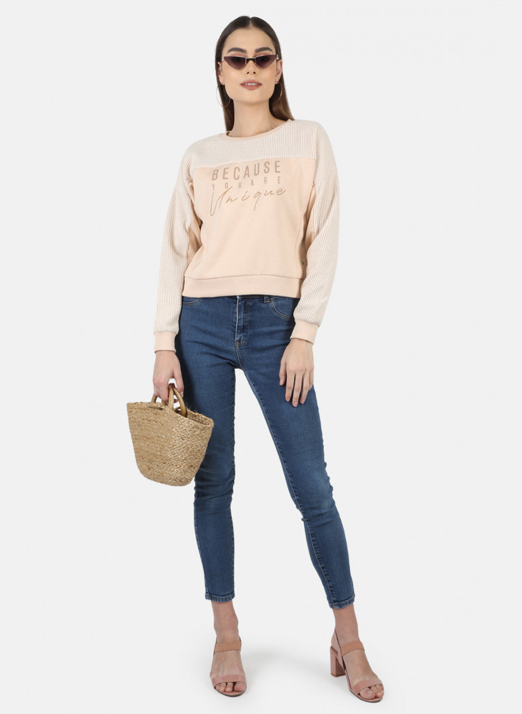 Women Beige Embroidered Sweatshirt