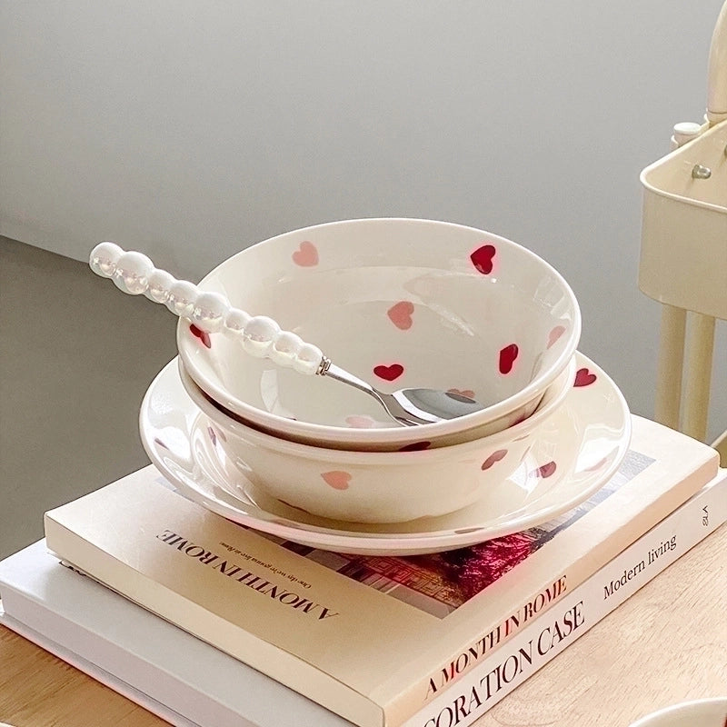 Cute Heart Ceramics Plate Tableware Mug 1 Piece