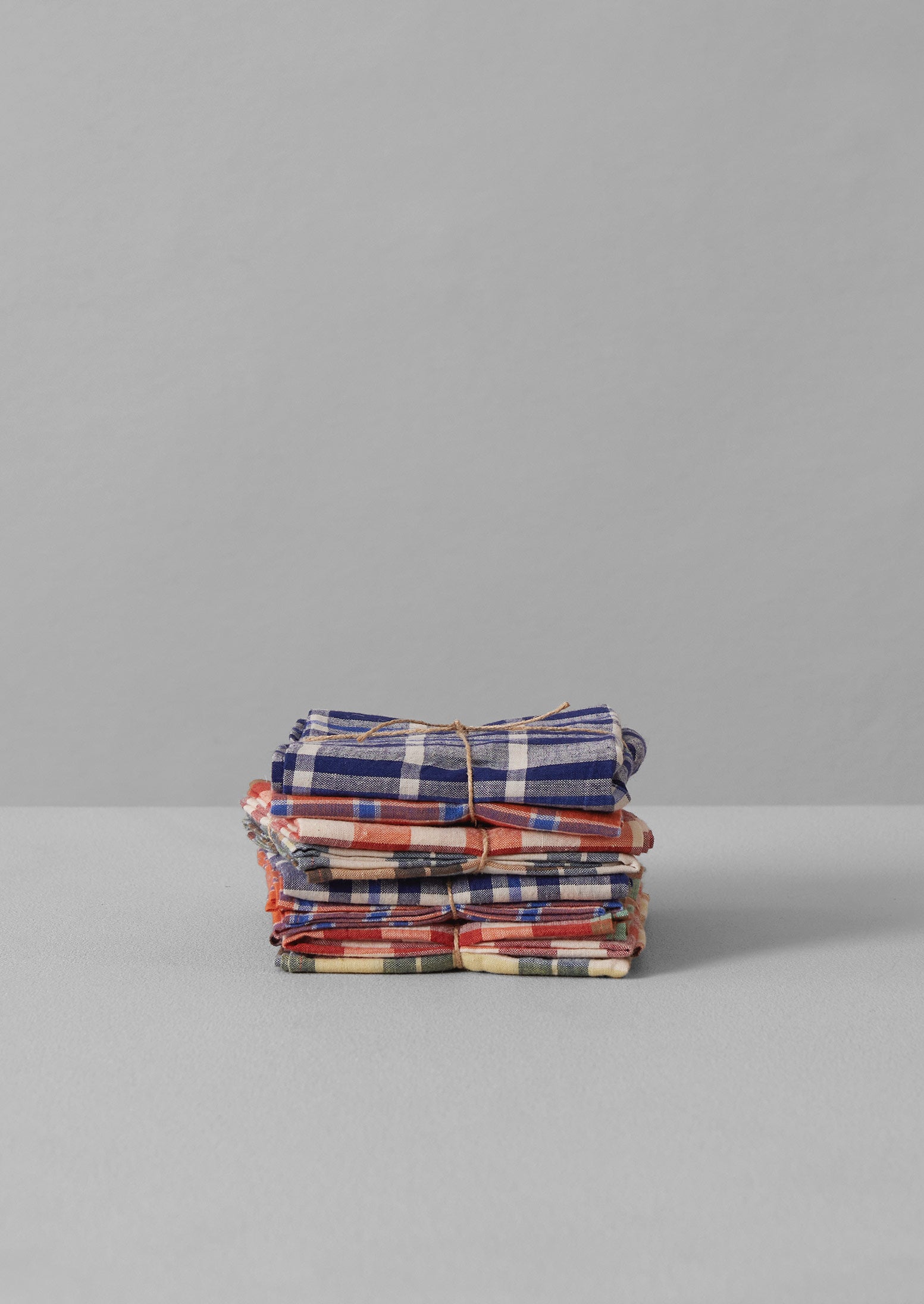 Hand Woven Check Napkin Set | Tangerine/Cobalt
