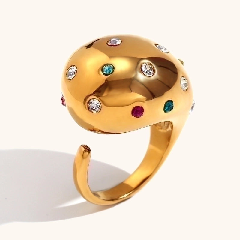 Retro Lady Geometric Stainless Steel Plating Inlay Zircon Open Rings
