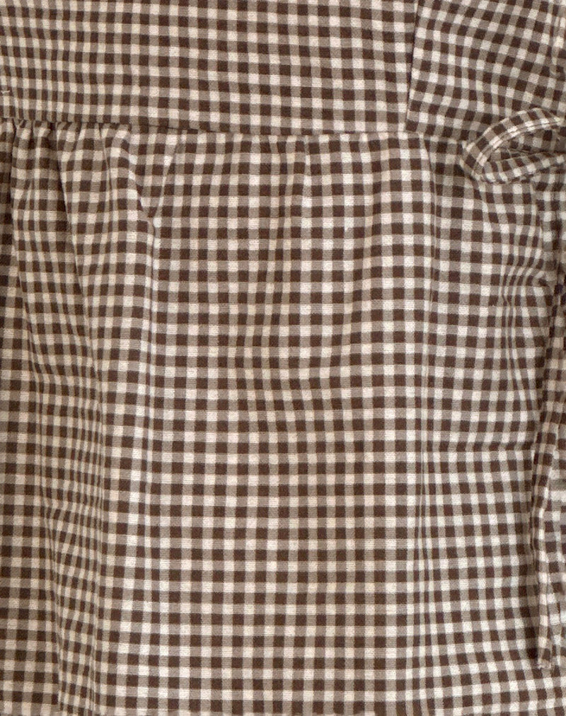 Palsi Tie Side Sleeveless Top in Brown Mini Gingham