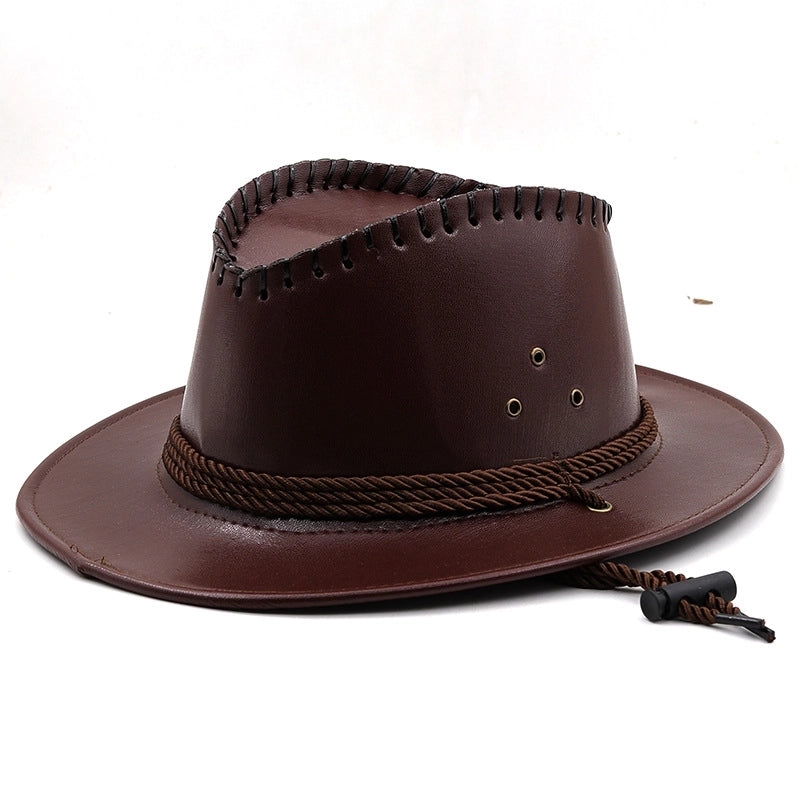 Unisex Cowboy Style Solid Color Wide Eaves Fedora Hat