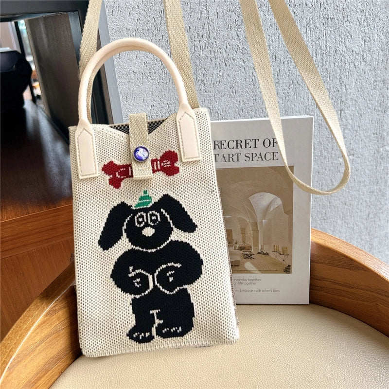 Women's Polyester Stripe Heart Shape Cat Cute Classic Style Weave Sewing Thread Square Open Straw Bag