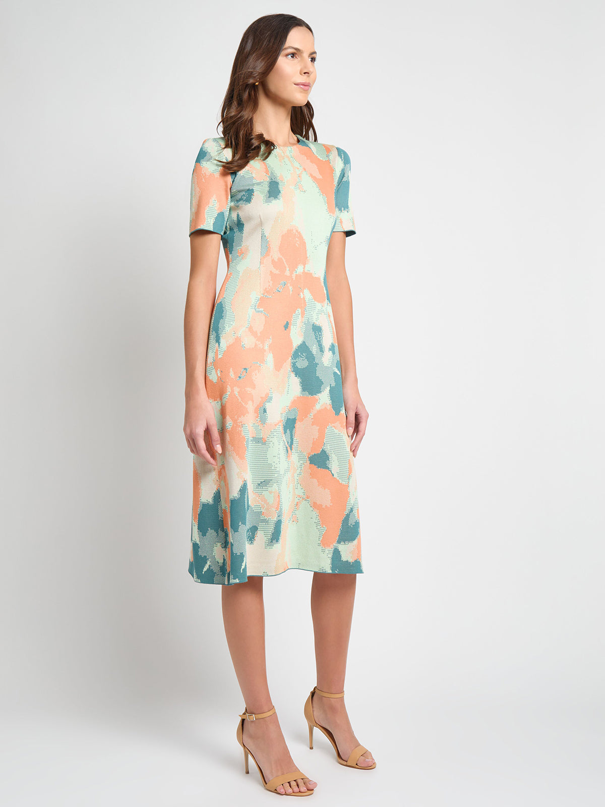 Floral A-Line Soft Knit Midi Dress - True Fit