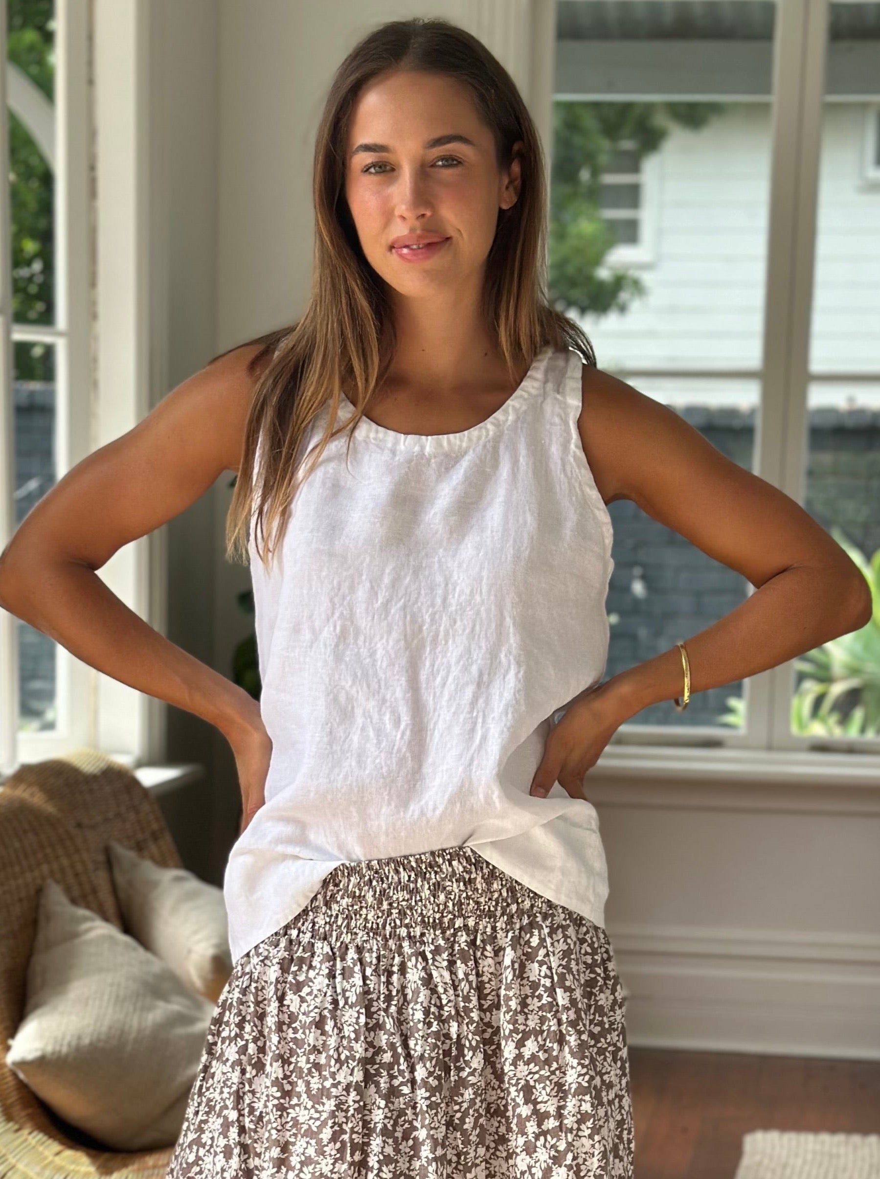 alice tank-white linen