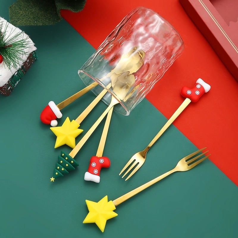 Christmas Cute Cartoon Stainless Steel Tableware 1 Set