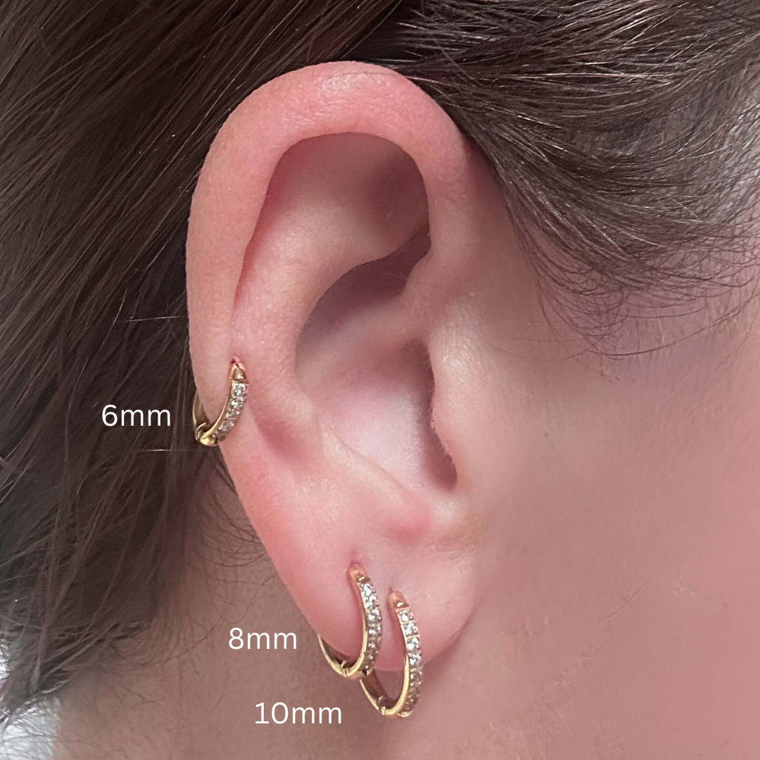 8mm slim diamond style hoops - Silver