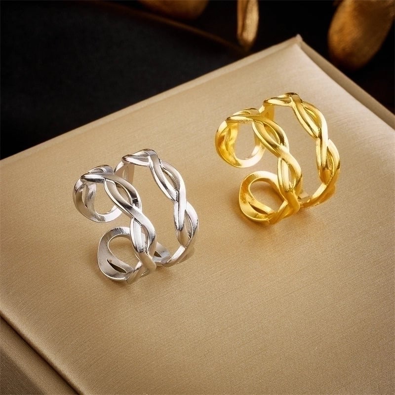 Basic Cross Star 304 Stainless Steel 18K Gold Plated Gold Plated Stainless Steel Rings