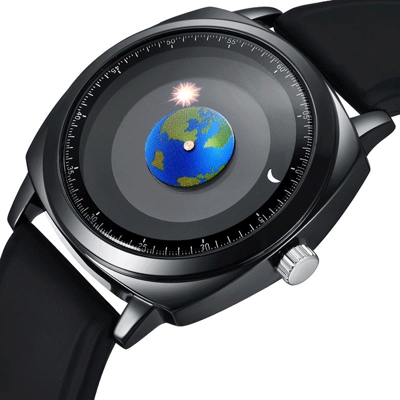 Fashion Cool Creative Rotating Earth Watch Silicone Leather Quartz Sports Men's Watch