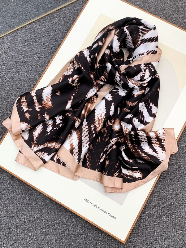 Women's Casual Elegant Wedding Leopard Satin Printing And Dyeing Silk Scarf Hijab