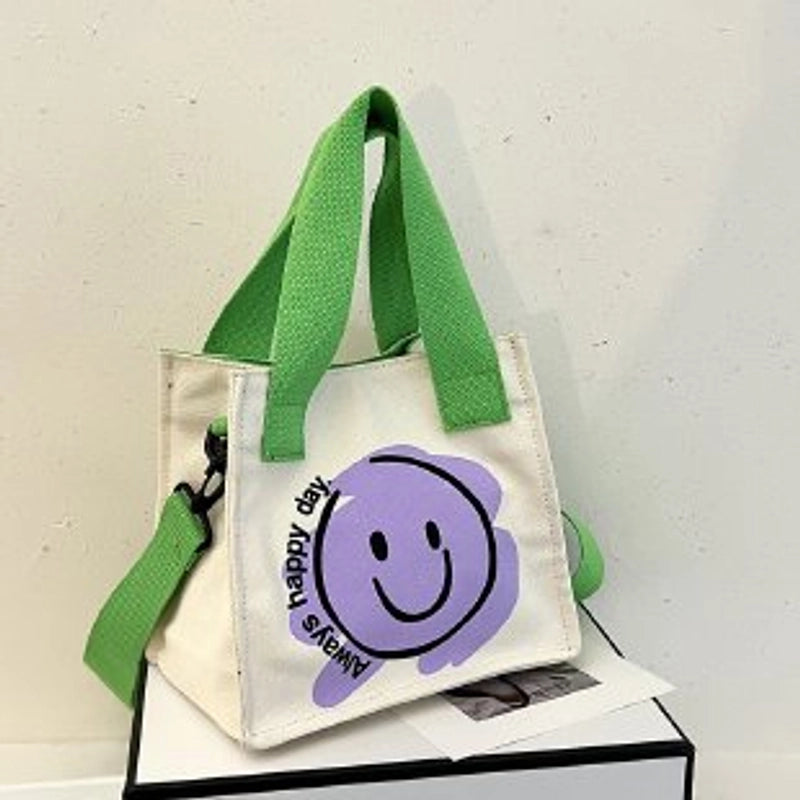 Women's Fashion Smile Face Canvas Shopping Bags