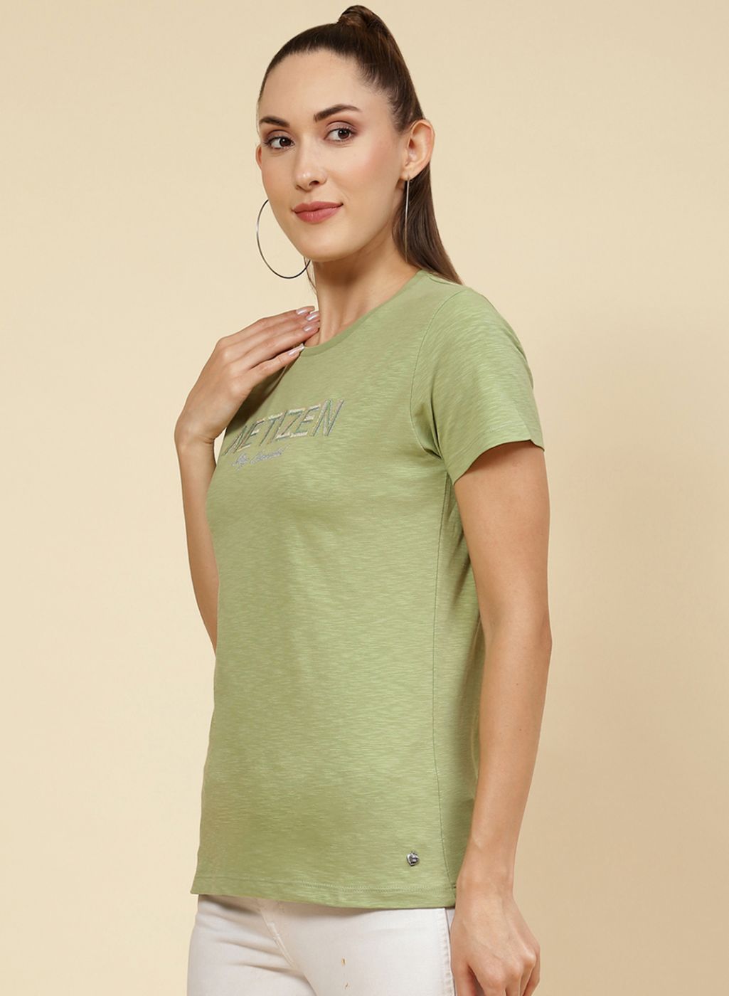 Women Green Embroidered Top