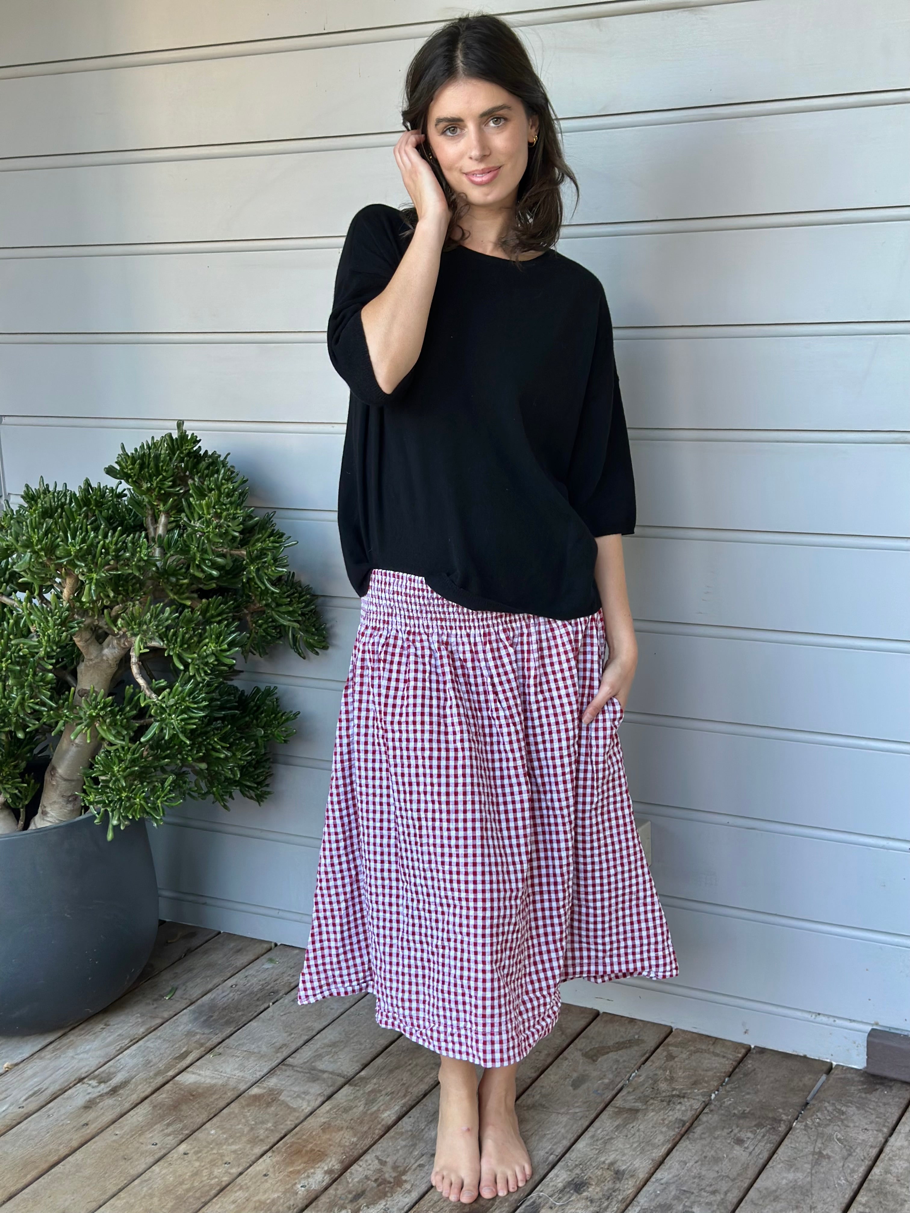 lola skirt -dark red gingham