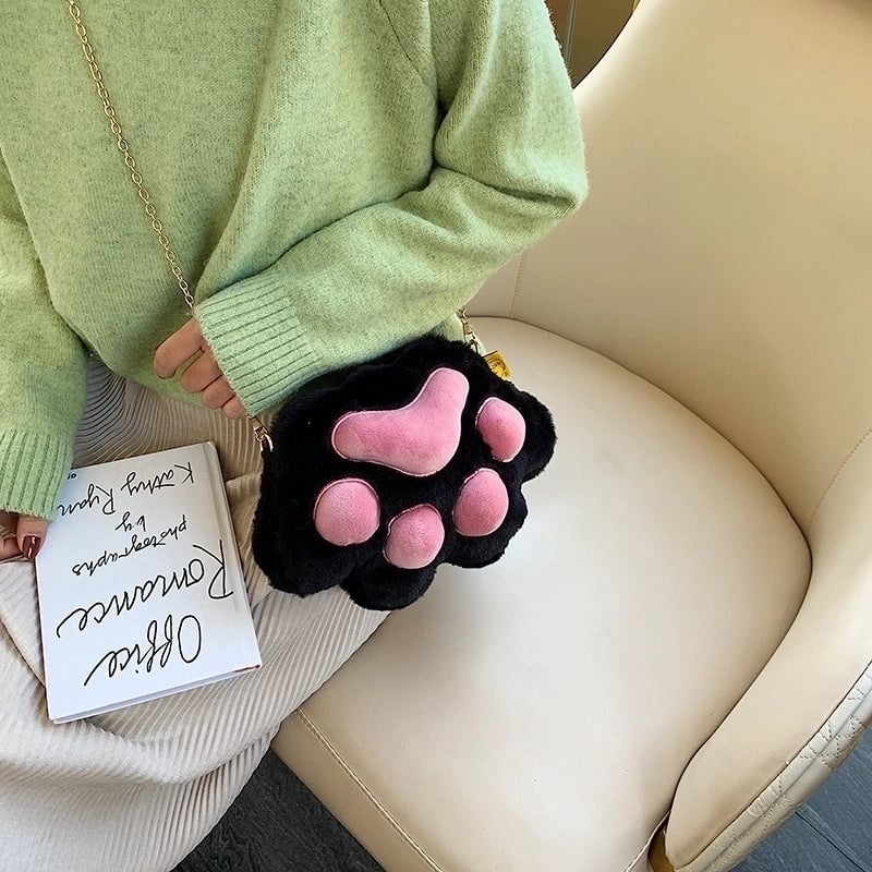 Women's Small Plush Solid Color Cute Zipper Crossbody Bag
