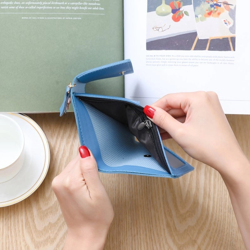 Women's Solid Color Pu Leather Flip Cover Wallets